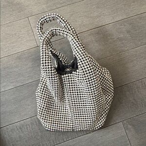 Elegant Silver Crystal-Embellished Women's Bag